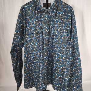 Men's Blue Patterned Casual Shirt